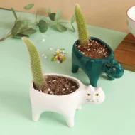 Ceramic Cat Garden Flower Pot 6