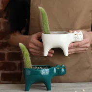 Ceramic Cat Garden Flower Pot 5